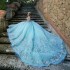 Shiny Aqua Blue Quinceanera Dress Ball Gown Colorful 3D Flowers Applique Beaded Corset Sweet 16 Vestido De 15 Anos